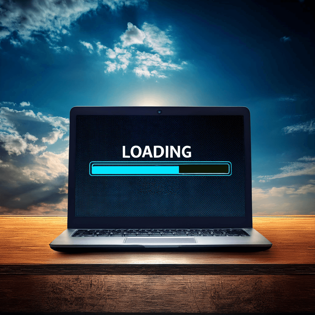 Laptop with a loading bar that is two thirds full